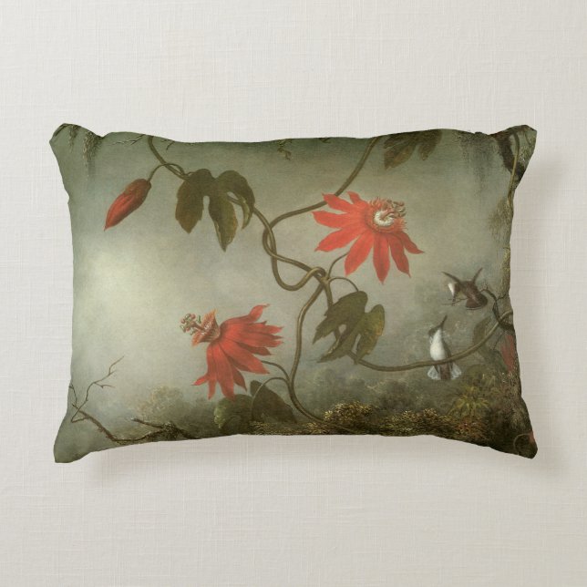 Passion Flowers en Hummingbird van Martin J Heade Accent Kussen (Voorkant)