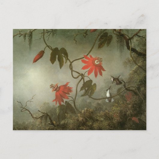 Passion Flowers en Hummingbird van Martin J Heade Briefkaart (Voorkant)