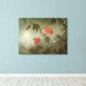 Passion Flowers en Hummingbird van Martin J Heade Canvas Afdruk (Insitu (Houten vloer))