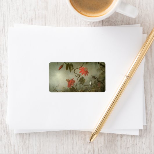 Passion Flowers en Hummingbird van Martin J Heade Etiket (Insitu)