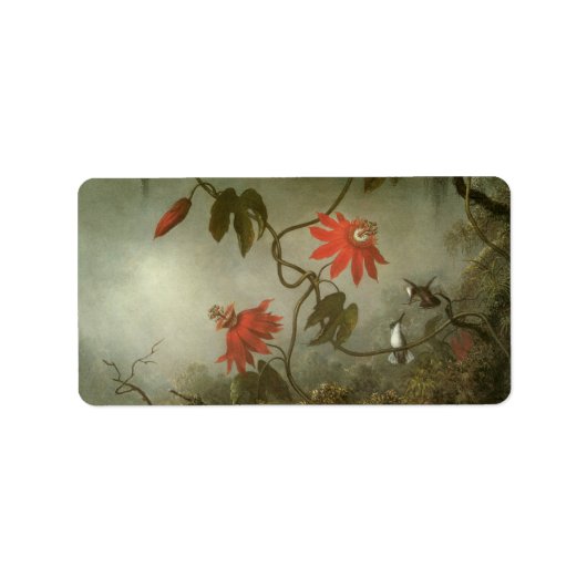 Passion Flowers en Hummingbird van Martin J Heade Etiket (Voorkant)