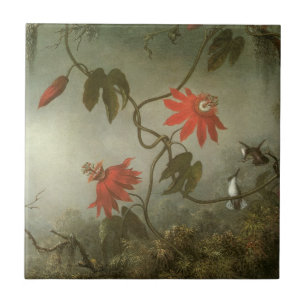 Passion Flowers en Hummingbird van Martin J Heade Tegeltje