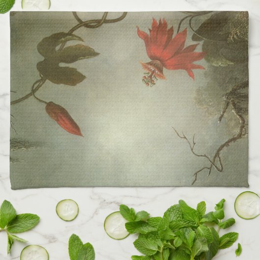 Passion Flowers en Hummingbird van Martin J Heade Theedoek (Gevouwen)