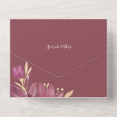 Passion Flowers Waterverf Burgundy en Gold All In One Uitnodiging (Achterkant)