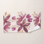 Passion Flowers, Waterverf Burgundy en Gold Bad Handdoek (Handdoek)