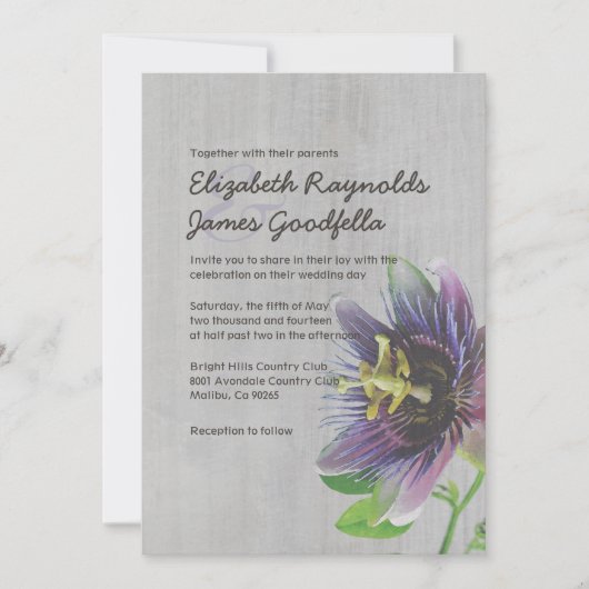 passion Flowers Wedding Invitations Kaart (Voorkant)