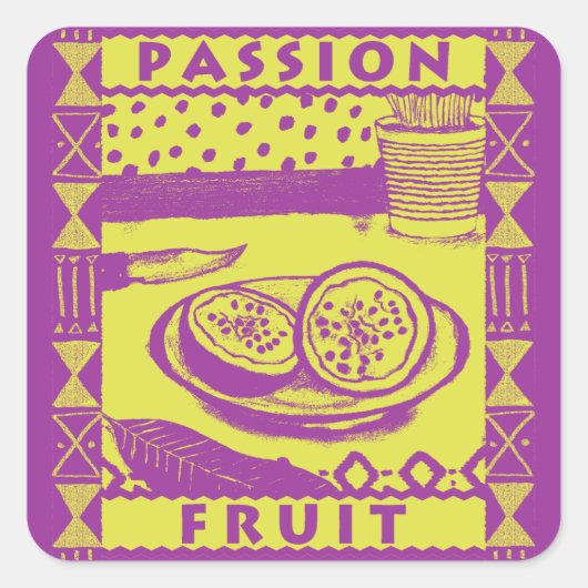 Passion Fruit Vierkante Sticker (Voorkant)