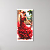 Passion in Motion - Spanish Flamenco Dancer Canvas Afdruk (Voorkant)