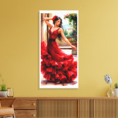 Passion in Motion - Spanish Flamenco Dancer Canvas Afdruk (Insitu (Woonkamer))