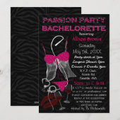 Passion Party Bachelorette, Lingerie Shower Invite Kaart (Voorkant / Achterkant)