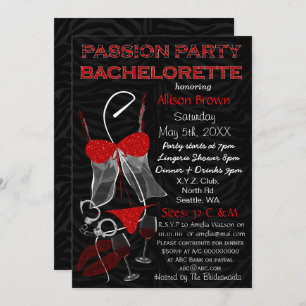 Passion Party Bachelorette, Lingerie Shower Invite Kaart