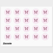 Passion Pink Diamond Geruite vlinder Ronde Sticker (Vel)