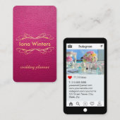 Passion Pink Leather Instagram Style Visitekaartje (Voorkant / Achterkant)