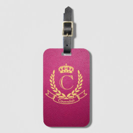 Passion Pink Mock Leather met Monogram Crest Bagagelabel