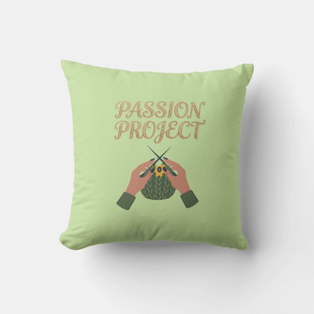 Passion Project Hand-Knit Graphic Pillow | Craft  Kussen (Voorkant)