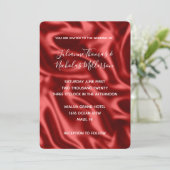 Passion Red Faux Satin Wedding Kaart (Staand voorkant)