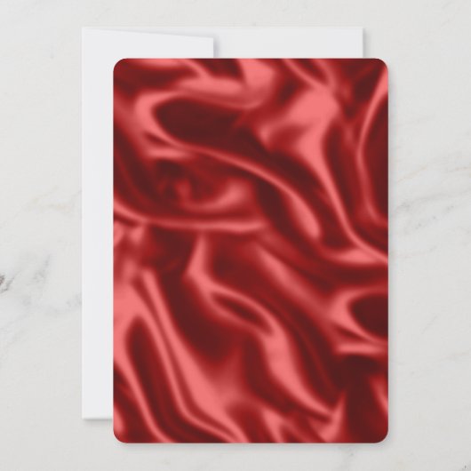 Passion Red Faux Satin Wedding Kaart (Achterkant)