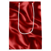 Passion Red Faux Satin Wedding Medium Cadeauzakje (Achterkant)