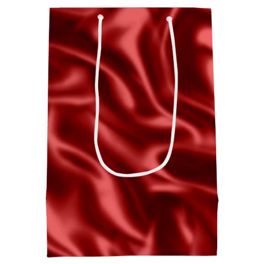 Passion Red Faux Satin Wedding Medium Cadeauzakje (Achterkant)