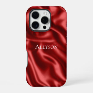 Passion Red Romantische Faux Satin iPhone 16 Pro Hoesje