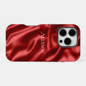 Passion Red Romantische Faux Satin iPhone Hoesje (Achterkant horizontaal)