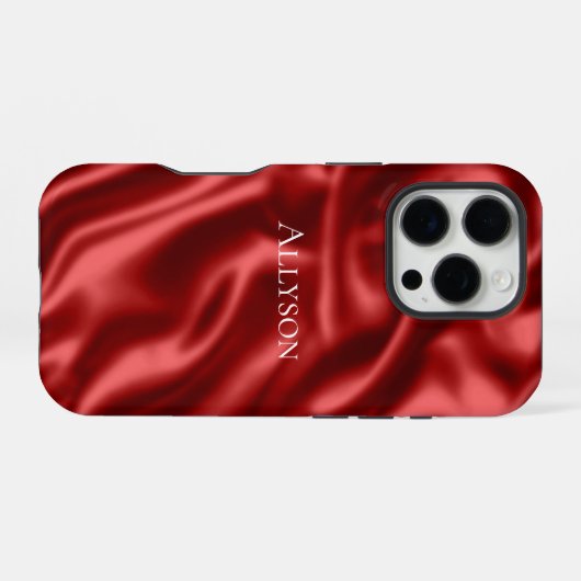 Passion Red Romantische Faux Satin iPhone Hoesje (Achterkant horizontaal)