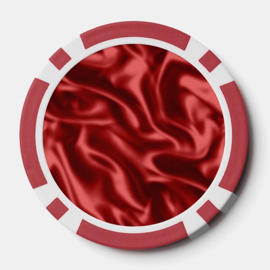Passion Red Romantische Faux Satin Poker Chips (Achterkant)