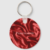 Passion Red Romantische Faux Satin Sleutelhanger (Voorkant)