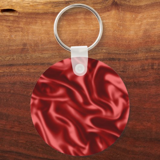 Passion Red Romantische Faux Satin Sleutelhanger (Achterkant)
