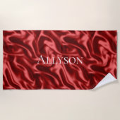 Passion Red Romantische Faux Satin Strandlaken (Voorkant)