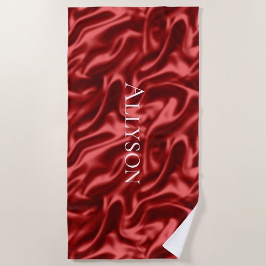 Passion Red Romantische Faux Satin Strandlaken (Voorkant)