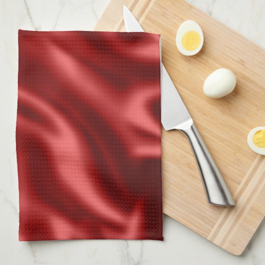 Passion Red Romantische Faux Satin Theedoek (Quarter Fold)