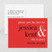 Passion rood zwart typografie modern save the date aankondigingskaart (Voorkant / Achterkant)