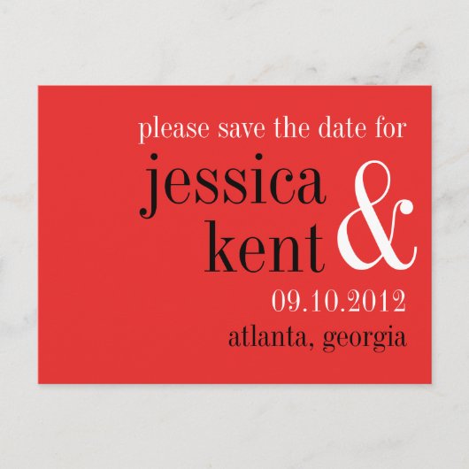 Passion rood zwart typografie modern save the date aankondigingskaart (Voorkant)