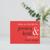 Passion rood zwart typografie modern save the date aankondigingskaart (Staand voorkant)