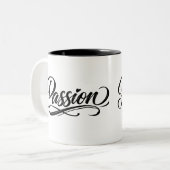 Passion Script | Elegant Minimalist Typography Tweekleurige Koffiemok (Voorkant links)