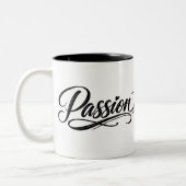 Passion Script | Elegant Minimalist Typography Tweekleurige Koffiemok (Links)