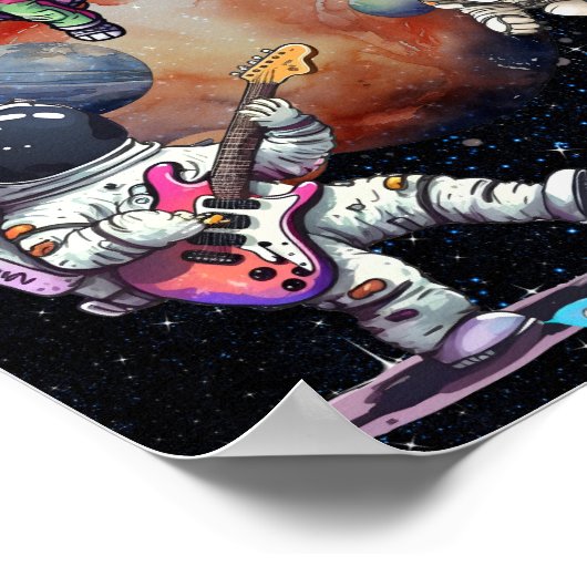 Passional Astronaut and Cute Cat Out Space Poster (Hoek)