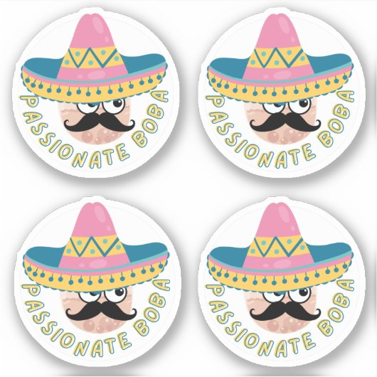 Passionate Boba - Verpakking van 4 Sticker (Voorkant)