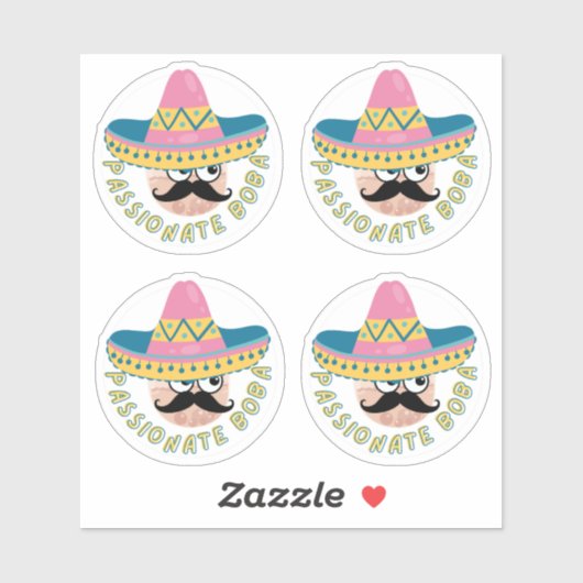 Passionate Boba - Verpakking van 4 Sticker (Vel)