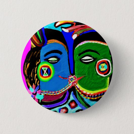 Passionate Kiss - Indiase Cave Art Style Ronde Button 5,7 Cm (Voorkant)