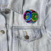Passionate Kiss - Indiase Cave Art Style Ronde Button 5,7 Cm (In situ)
