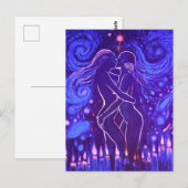 Passionate lesbische kus briefkaart (Voorkant / Achterkant)