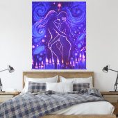 Passionate lesbische kus canvas afdruk (Insitu (Slaapkamer))