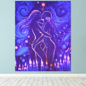 Passionate lesbische kus canvas afdruk (Insitu (Houten vloer))