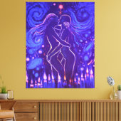Passionate lesbische kus canvas afdruk (Insitu (Woonkamer))