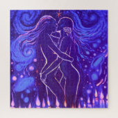 Passionate lesbische kus legpuzzel (Verticaal)