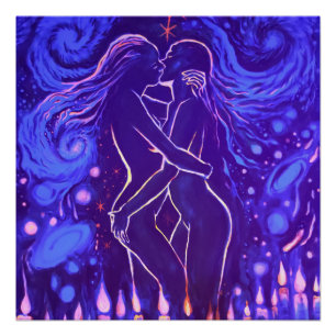 Passionate lesbische kus perfect poster