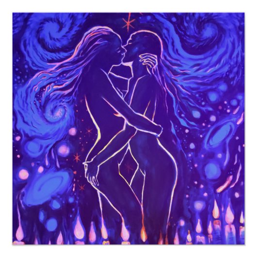 Passionate lesbische kus perfect poster (Voorkant)