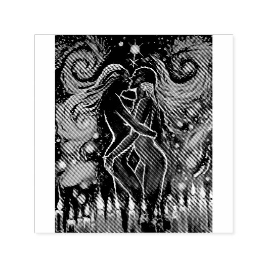 Passionate lesbische kus zelfinktende stempel (Design)